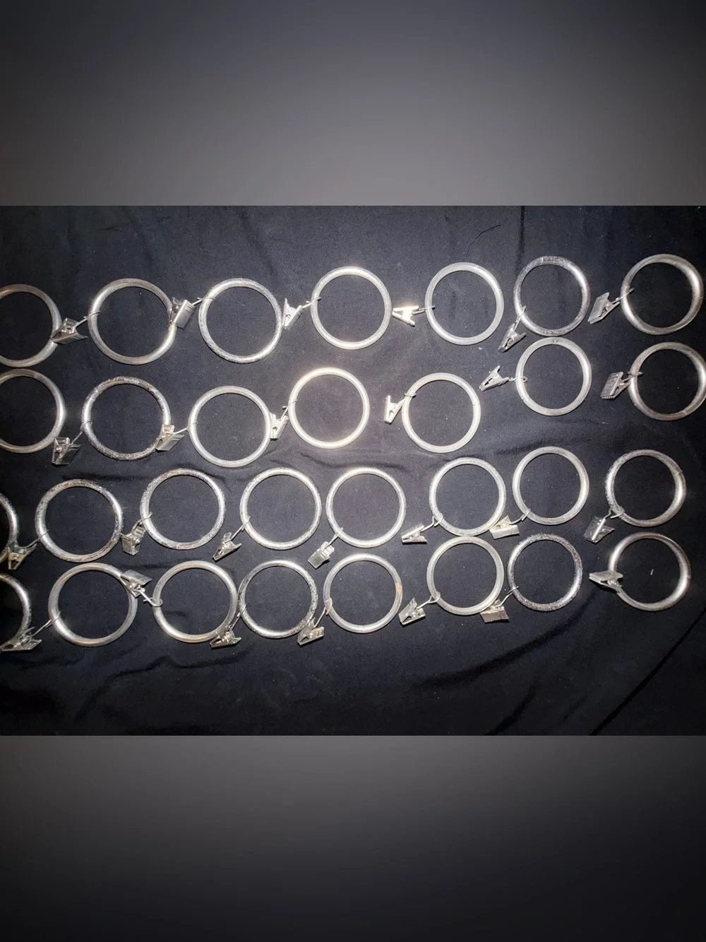 30 Silver Metal Drapery/Curtain Rings with Detachable Clips